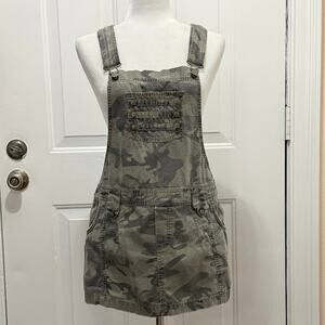 SO Junior Sz 13 skirtall bib overall skirt vest back faded camo 100% cotton